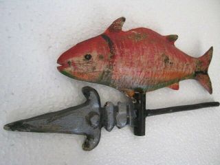 Old iron fish weather vane embossed Full body weathervane. 6