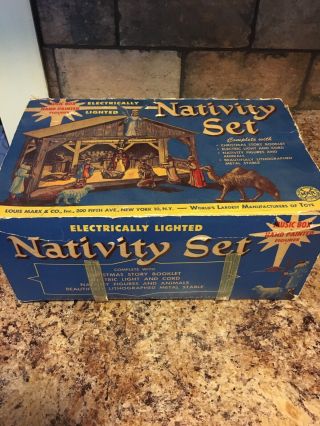 Marx Tin Nativity Set Vintage Toy W Box