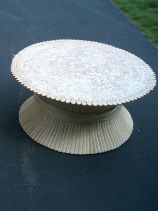 Mid Century Modern McGuire Bamboo Wheat Sheaf Vintage Coffee Table w GLASS 2