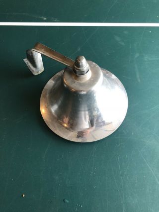 Vintage Ship Dinner Bell Old Metal 6” Stainless Or Chrome Boat Nautical
