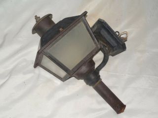 Vintage Black Metal W/glass Carriage Electric Wall Sconce Light Phil Hinkley Usa