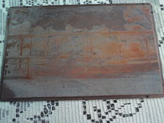 Antique Etched Copper Printing Plate Lowestoft Boating Lake