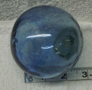 Authentic Japanese Glass Fishing Float Colbal Blue Swirl 3 1/2 " So931
