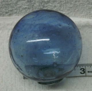 Authentic Japanese Glass Fishing Float Colbal Blue Swirl 3 1/2 