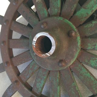 Vintage Metal John Deere Green Rotary Hoe Cultivator Wheel - Lower Grade 2