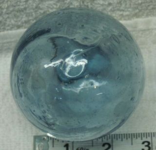 Authentic Japanese Glass Fishing Float Light Blue 3 1/2 " Marked Reverse 2 So879