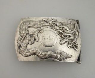 Chinese Sterling Silver Dragon Belt Buckle - 56588