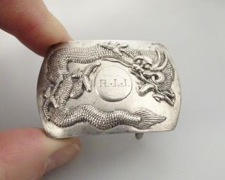 Chinese Sterling Silver Dragon Belt Buckle - 56588 6