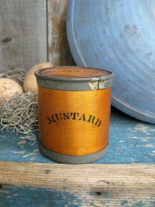 Primitive Antique Wood & Tin Mustard Spice Box Patent Date 1858