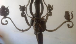 VINTAGE SPANISH REVIVAL GOTHIC FRENCH COUNTRY CAST 5 LIGHT CHANDELIER 2