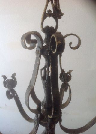 VINTAGE SPANISH REVIVAL GOTHIC FRENCH COUNTRY CAST 5 LIGHT CHANDELIER 4