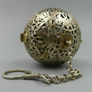 Incense Burner Pendants Antique Silver Fragrant Smoked Ball Built - In Gyroscope