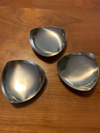 3 Mid - Century Modern Dainish Ria Stainless Steel Triangle Candy/trinket Dishes