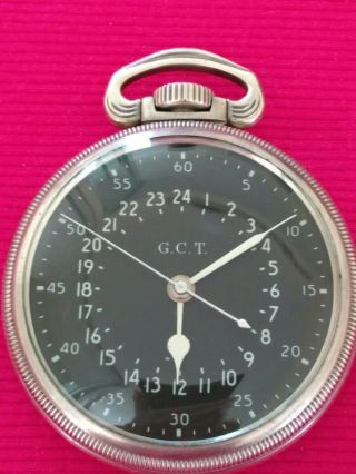 World War 2 Hamilton 4992b Gct Military Navigation 22 Jewels 18size Silver Watch