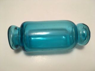 PEACOCK BLUE GLASS ROLLING PIN FISHING FLOAT 4