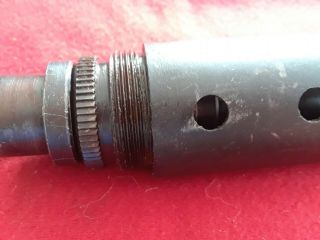 WW2 Sten screw barrel nut with pipe extension,  3 partial British crown stamps 2