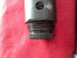 WW2 Sten screw barrel nut with pipe extension,  3 partial British crown stamps 7