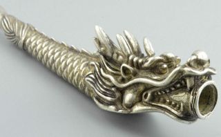 China Collectable Miao Silver Carve Exorcism Dragon Head Souvenir Smoking Tool