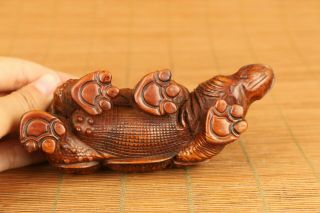 Antiques old boxwood rhinoceros statue figue netsuke gift table home decoration 5
