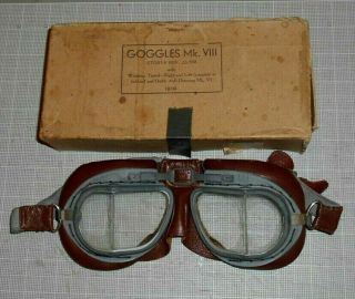 Wwii Great Britain Raf Mk.  Viii Goggles W/box