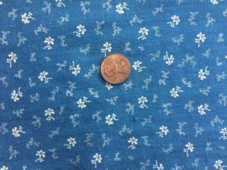 Back In Time Textiles Antique 1890 Cadet Blue Print Calico Fabric 7 " X 78 "