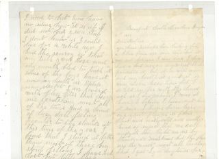 1862 Civil War Letter,  From Bueafort Sc. ,  Ref: Skirmish At Ferry