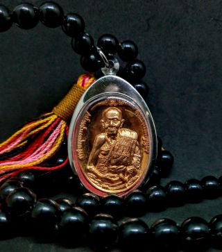 Coin Lp Saen Wat Bannongjik Thai​ Buddha Amulet Necklace Case Power Protection