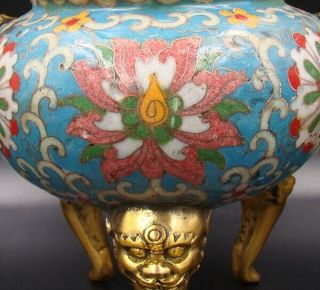 Collectible Handmade Carving Brass Cloisonne Enamel Incense Burners 8.  26 