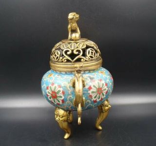 Collectible Handmade Carving Brass Cloisonne Enamel Incense Burners 8.  26 