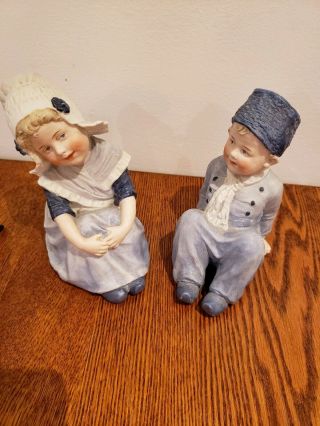 Gebruder Heubach Bisque Piano Babies Pair Dutch Boy Abd Girl Signed