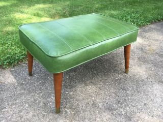 Retro Vintage Ottoman Footstool Rectangular Green Babcock Phillips Mid Century