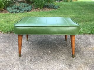 Retro Vintage Ottoman Footstool Rectangular Green Babcock Phillips Mid Century 2