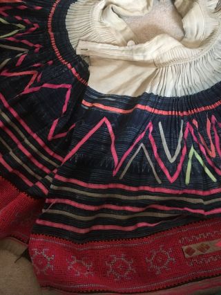 Vintage Hmong Tribal Ethnic Folk Costume Handmade Hemp Skirt 2
