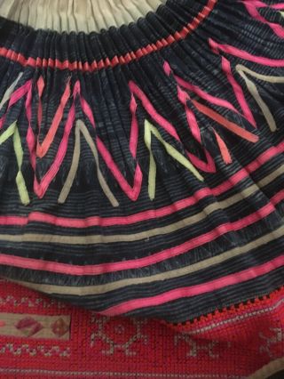 Vintage Hmong Tribal Ethnic Folk Costume Handmade Hemp Skirt 3