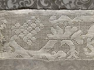 Rare 16th/17th Century Italian Linen Cutwork Whitework Embroidery Grapes 113