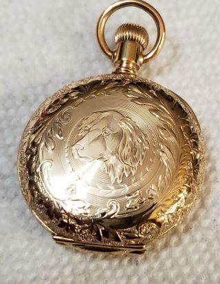 Stunning Vintage Waltham Pocket Watch Gold Filled Dog Hunter Case