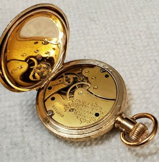 Stunning Vintage Waltham Pocket Watch Gold Filled Dog Hunter case 7