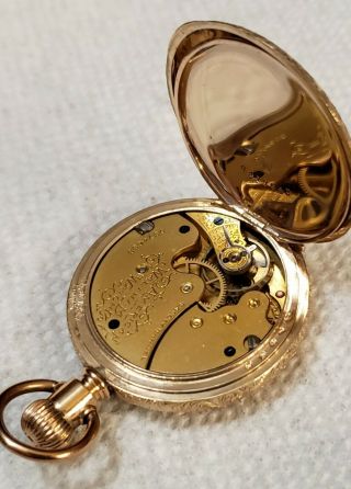 Stunning Vintage Waltham Pocket Watch Gold Filled Dog Hunter case 8