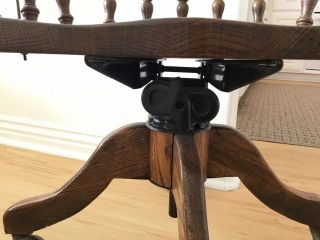 Vintage Swivel Solid Oak Office Banker Chair Arm rest Desk Chair Adjustable 8