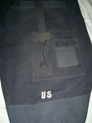 U S.  Military Top Load Heavy Duty Blue Canvas Duffle Bag