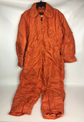 Vintage 1960s Usaf Air Force Cwu - 1/p Orange Flight Suit Coveralls Medium Regular