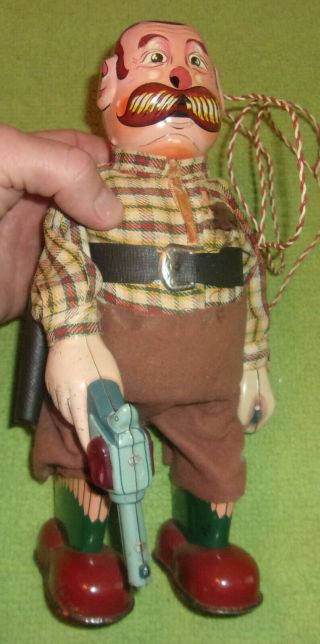 Antique Cowboy Pistol Pete? Tin Toy Cragstan Japan Collectible Decor Rare