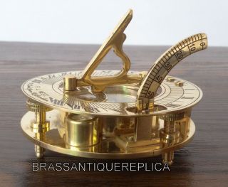 Collectible Maritime Solid Brass Sundial Compass Pocket Compass Nautical Decor