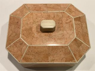 1960’s Art Deco Octagon Wooden and Bakelite Jewellery/Button Box/Container 2