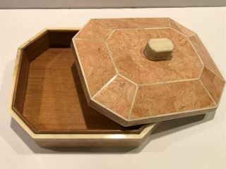 1960’s Art Deco Octagon Wooden and Bakelite Jewellery/Button Box/Container 3