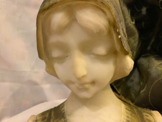 ANTIQUE FINELY CARVED & PAINTED PORTRAIT BUST OF YOUNG WOMAN ITALIAN MARBLE 5