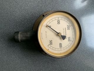 Antique Vintage Brass Pressure Gauge 4” Lbs Per 0 Inch Boiler Steam Made Engand