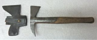 Rare Civil War Navy Marine Boarding Axe With Boston Navy Yard Leather Carrier