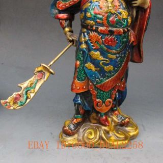 9.  2 Inch Brass Cloisonne handwork carved statue - Guan Gong w qianlong Marks 4