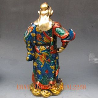 9.  2 Inch Brass Cloisonne handwork carved statue - Guan Gong w qianlong Marks 7